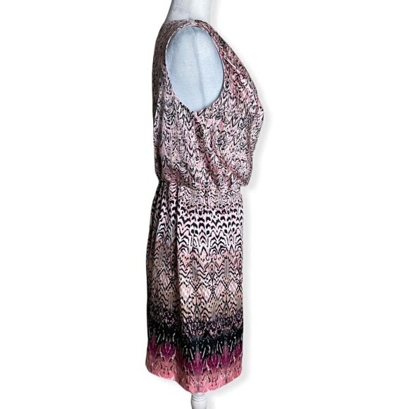 Dana Buchman Dress Pink and Black Print Cowl Neck Elastic Waist Womens Sz S - Picture 6 of 9